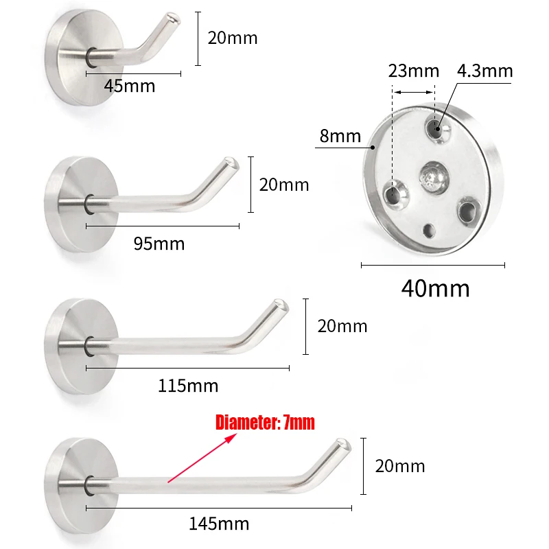 1 шт. настенный крючок из нержавеющей стали с винтом