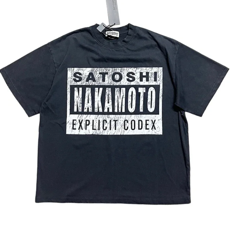 Фото Футболка с круглым вырезом Hole O-Neck Satoshi Outdoor Street с короткими рукавами для мужчин и женщин, дышащая, лучшего качества, в стиле ретро №4