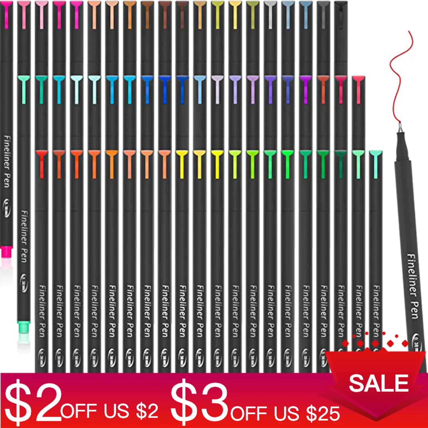 

60 Colors Fineliner 0.4mm Fine Point Markers Micron Liner Fineliner Pens for Metallic Marker Draw Pen Color Sketch Marker Set