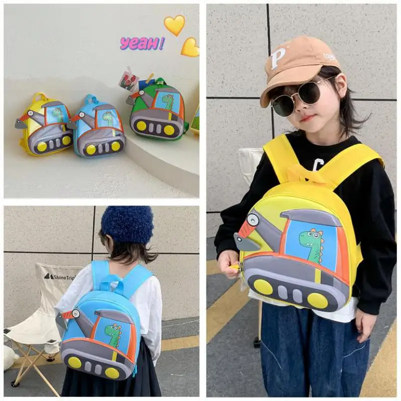 

Engineering Vehicle Series Cute Children's Schoolbag Excavator Backpack Eggshell Bag Kids For 2-4 Years Old Children's Bag