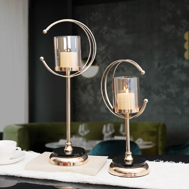 

Nordic Light luxury ice moon metal candlestick living room dining room romantic candlelight dinner wedding atmosphere decoration