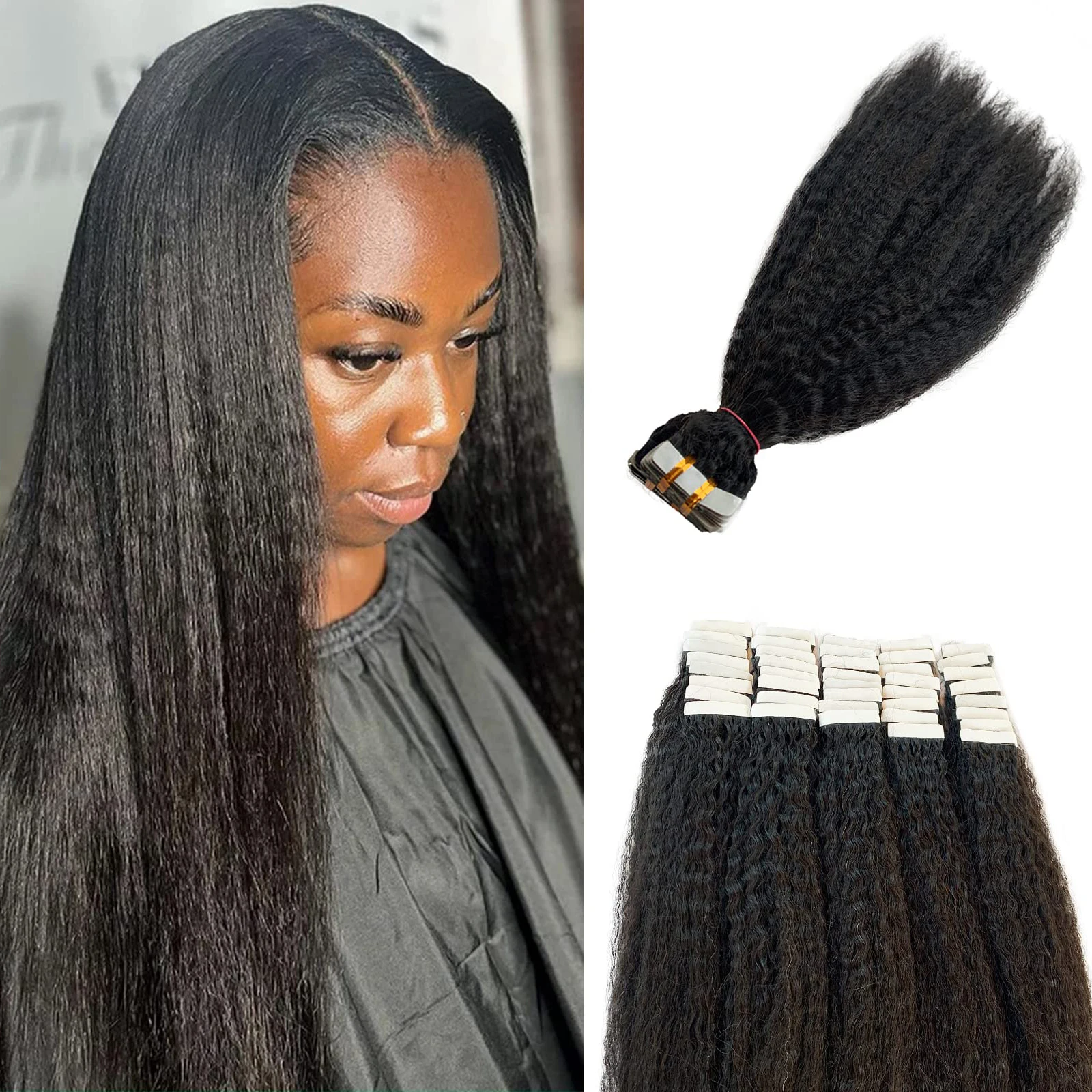 Angelove Remy Hair Tape Extensions Прямые вьющиеся на шнуровке 100% наращивание человеческих