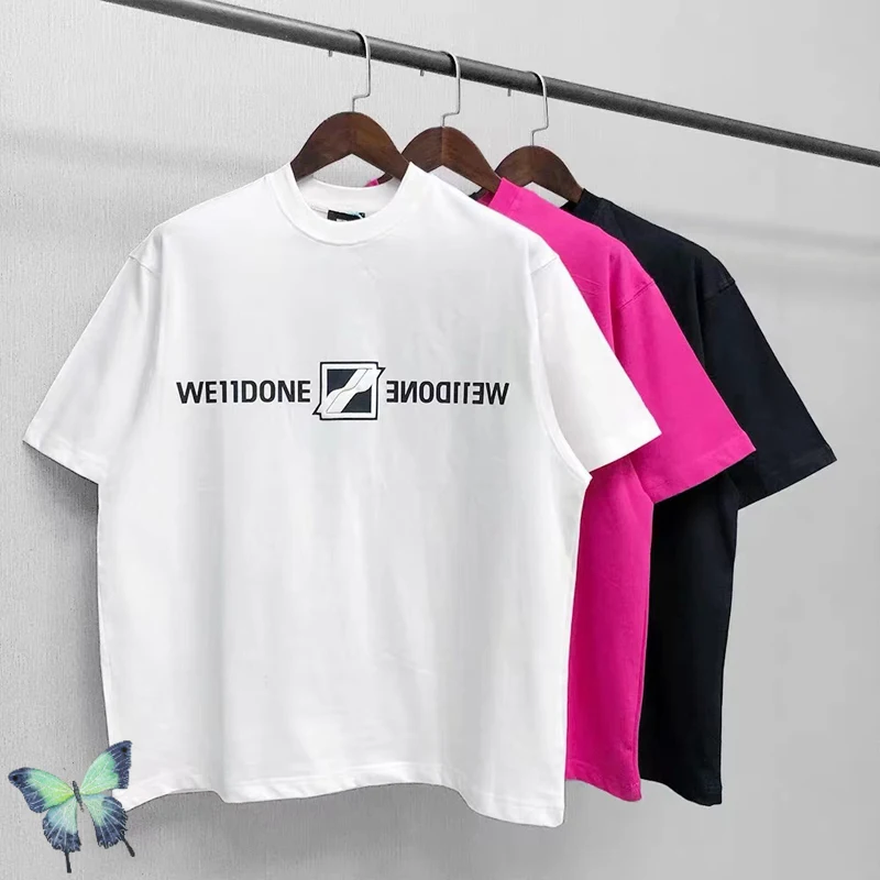 

We11done Letter Print Short Sleeve T Shirt Men Women Welldone T-Shirt
