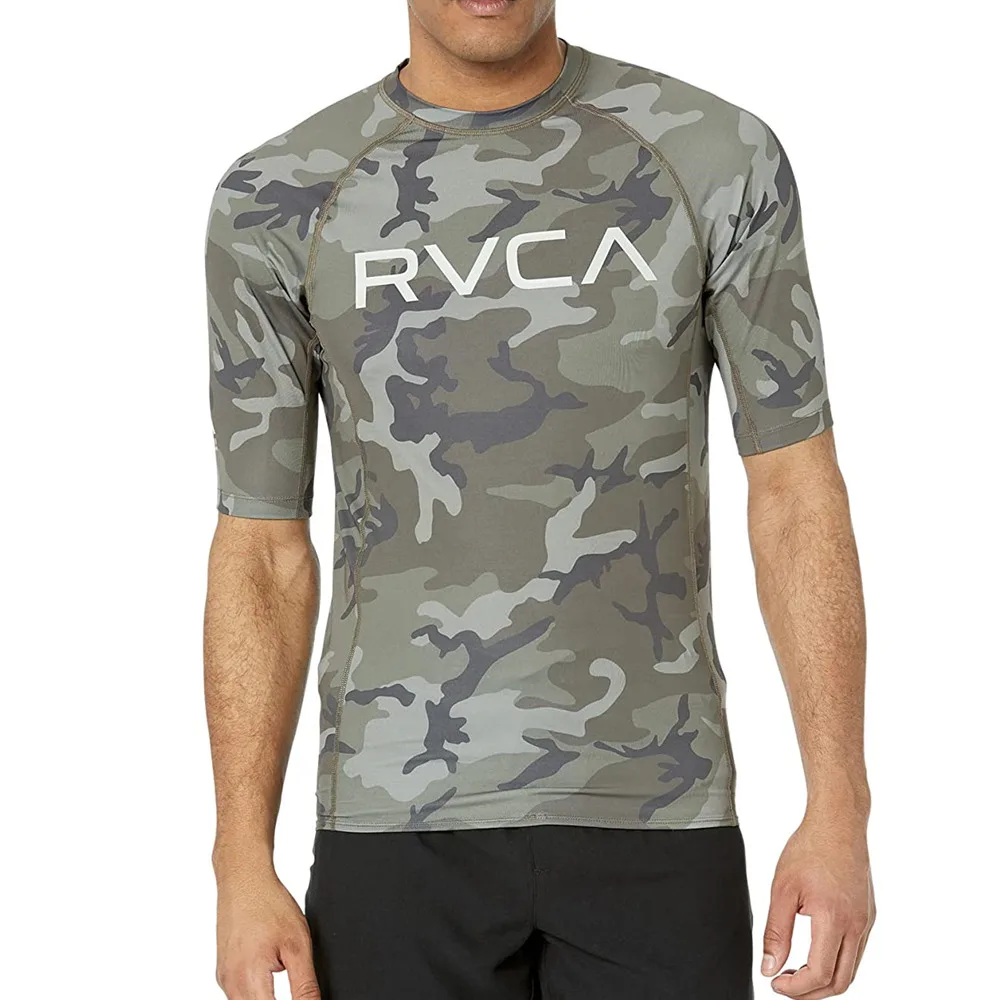 RVCA Surf Wear Clothing Men Long Sleeve UV SunSwimming Tight T-Shirt Rashguard Gym Sets Rash Guards Skins Surfing Suit Diving