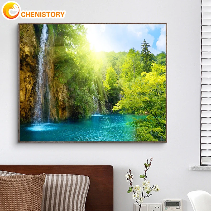 

CHENISTORY Painting By Numbers Green Shade With Frame Pictures By Numbers Number Painting Adults Crafts