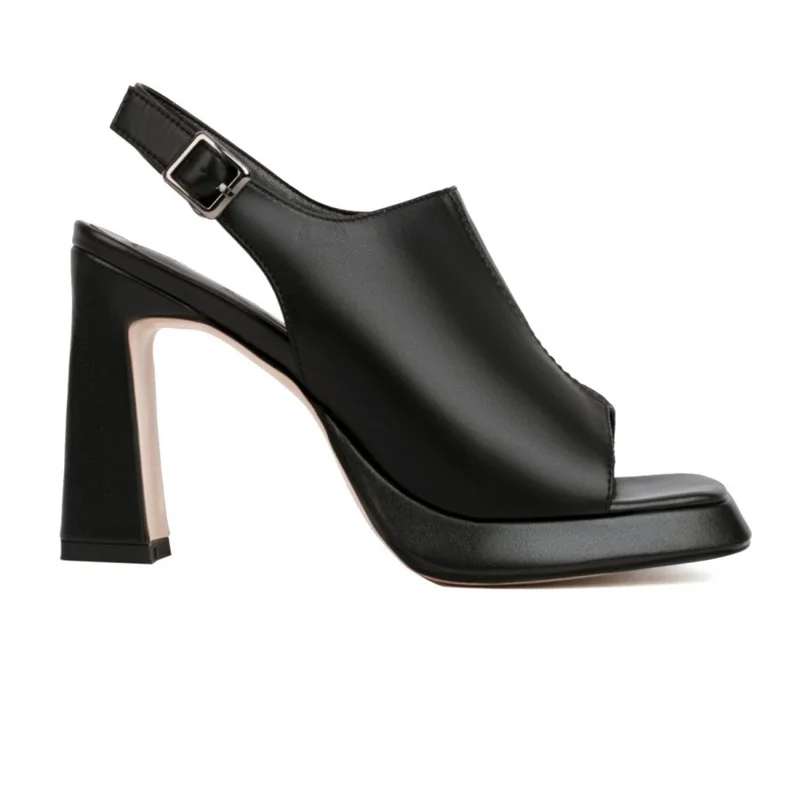 summer new fashion sexy party sandals women platform elegant thick high heels shoes women trendy ankle strap lady sandals black