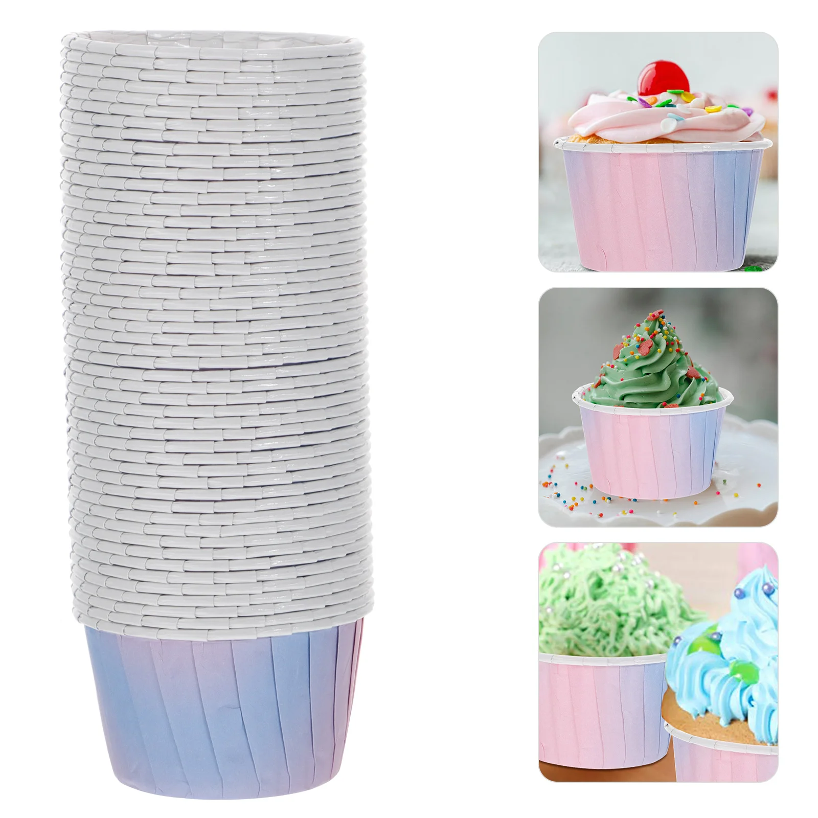 

100pcs Muffin Coated Paper Cups Oil-proof Cupcake Holders Useful Baking Supplies