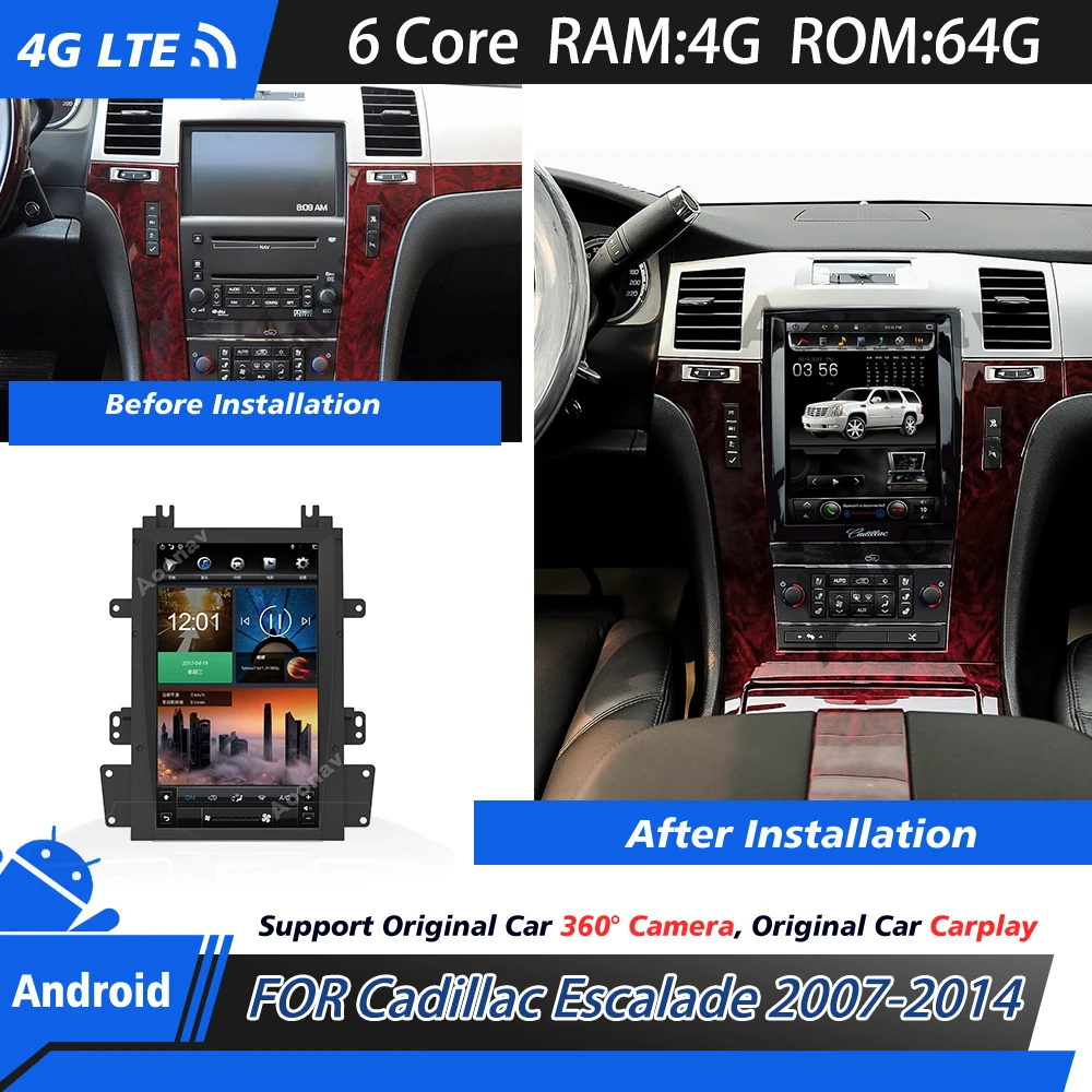 

Tesla Vertical Screen Android System FOR Cadillac Escalade 2007-2014 Car Navigation Video Stereo Multimedia Player with Carplay