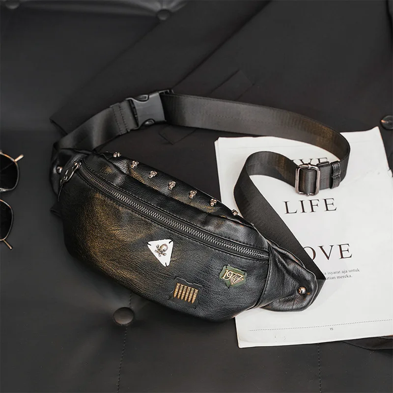 

Casual Street Mobile Phone Bag Waist Bag Outdoor Cycling Backpack Shoulder Bag Korean Hipster Leather Small Chest Bag