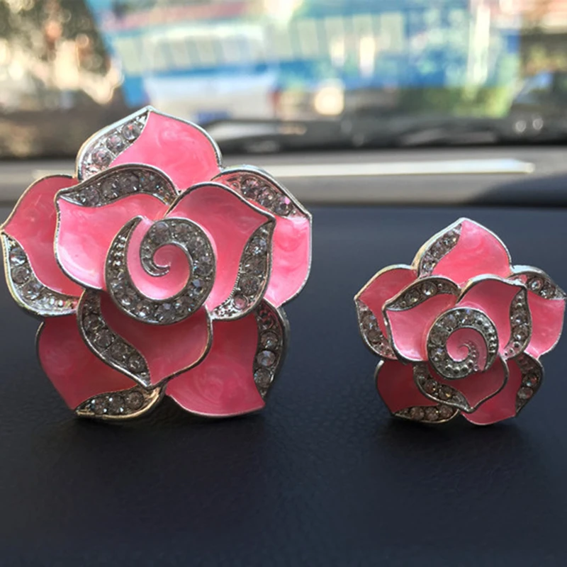 

Diamond Camellia Perfume Decoration Car Air Outlet Clip Air Freshener Car Interior Car Aroma Diffuser Car Accessories PinkCar