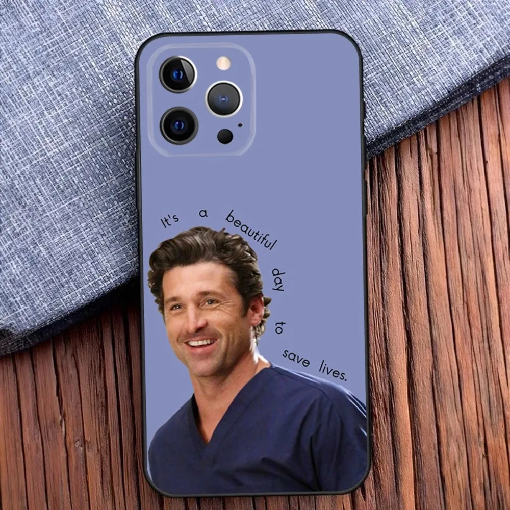 Derek Shepard Grey Anatomy Phone Case For iPhone 16 15 14 13 12 11 Pro X XS Max XR Plus Mini Soft Black Cover