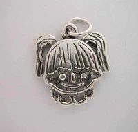 silver child smiley face girl charm