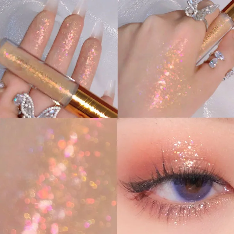 

Glitter Diamond Eyeshadow Palette 4 Colors Waterproof Long Lasting Shimmer Highlighter Crystal Liquid Eye Shadow Makeup Cosmetic
