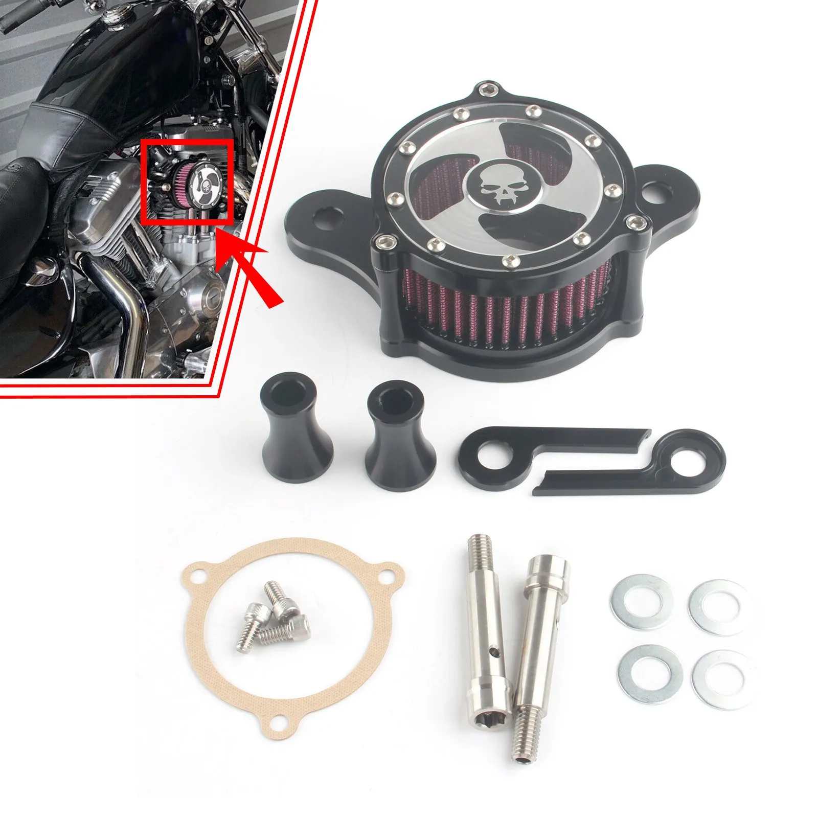 Комплект системы впускного фильтра воздухоочистителя мотоцикла для Harley Dyna FXDLS