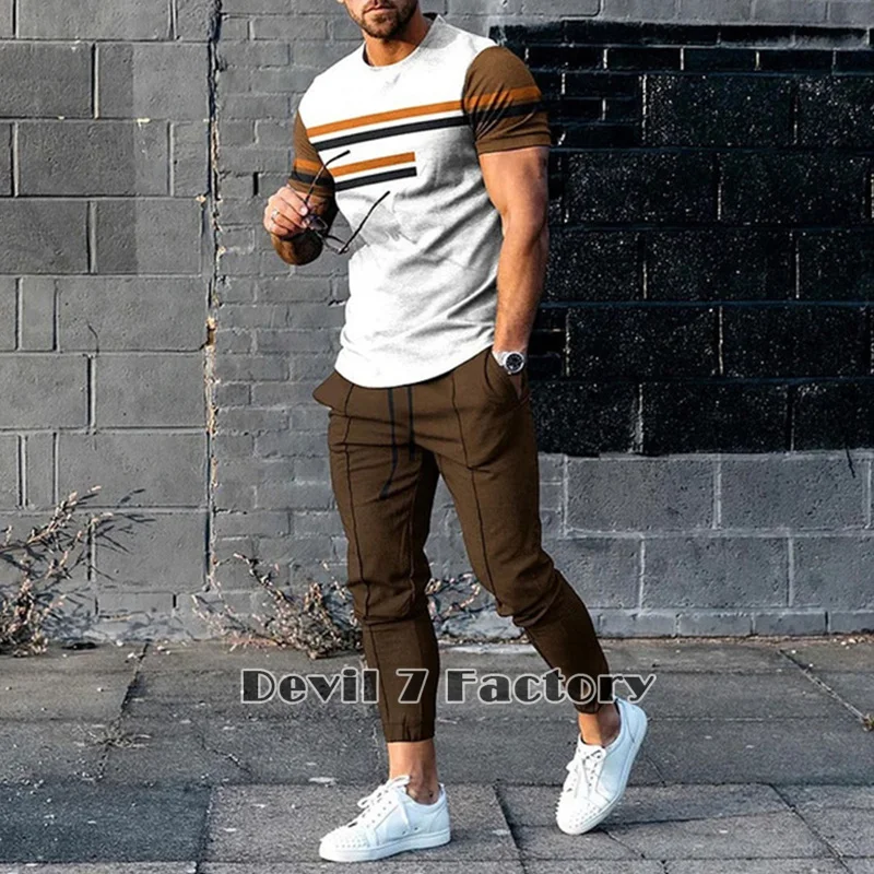 New Summer T Shirt Men's Trousers Jogging Outfits 3D Printed Man Clothing Tracksuit Sets Casual Sports Pants Fashion Streetwear