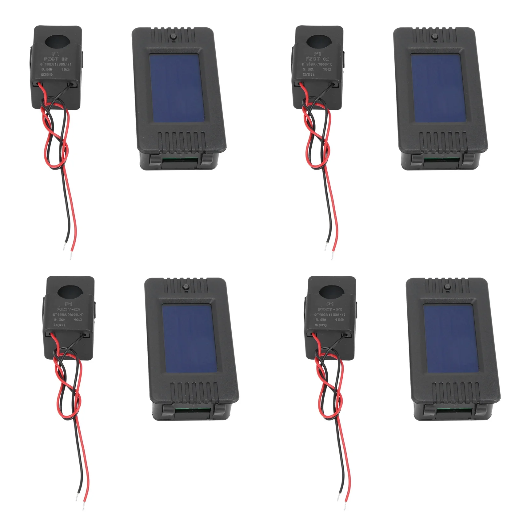 

4X Newest 6In1 220V 100A Single Phase Digital Panel Ampermeter Volt Watt Kwh Power Factor Meter with Split Ct