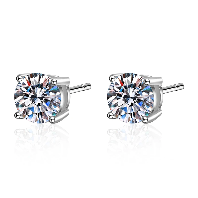 

Ranqin 1ct 2ct 4ct 6ct D Color Top Moissanite Diamond Four Claw Fine Stud Earrings 925 Sterling Silver Sparkling Wedding Jewelry