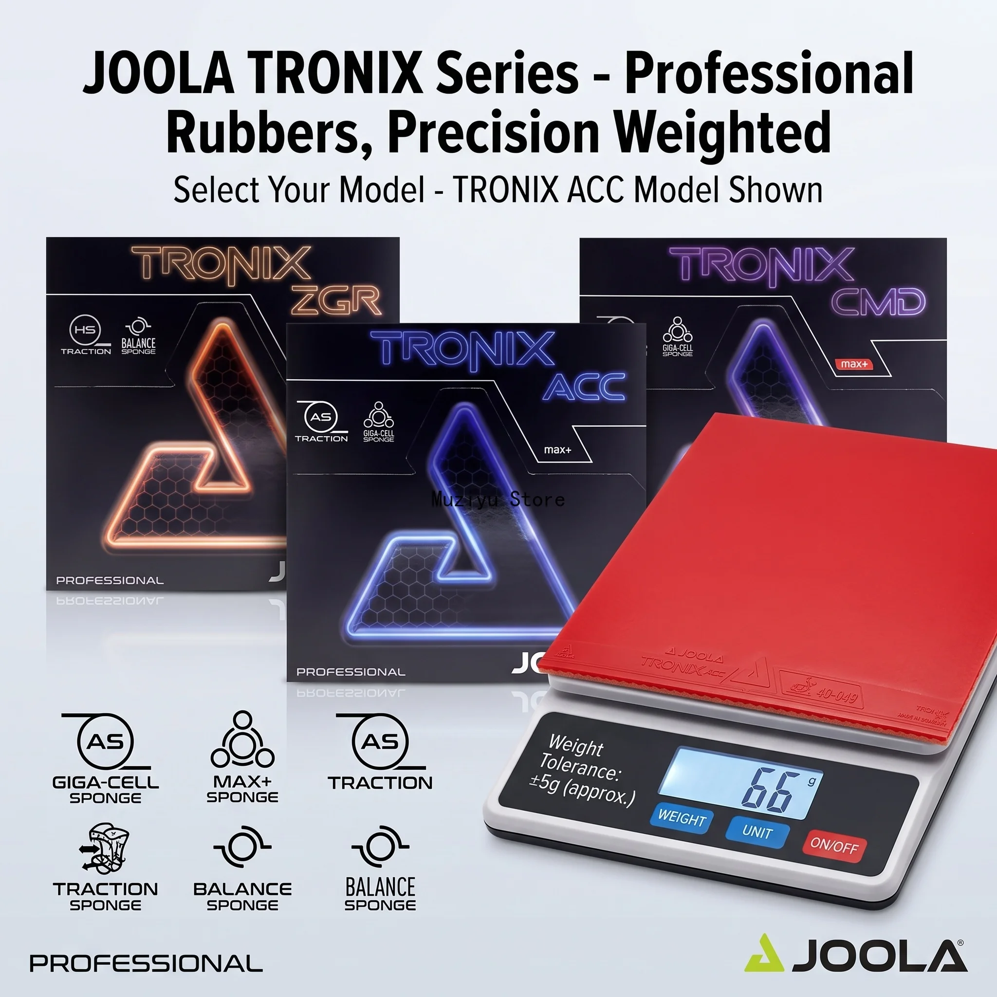 Фото Оригинальная резиновая накладка для настольного тенниса JOOLA TRONIX Series ACC CMD ZGR, сделано в Германии №1
