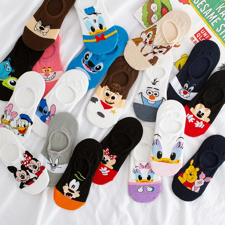 

Disney Cartoon Teen Girl Summer Boat Socks Mickey Minnie Daisy Ducks Design Invisable Fashion Short Cotton Socks Size 35-40