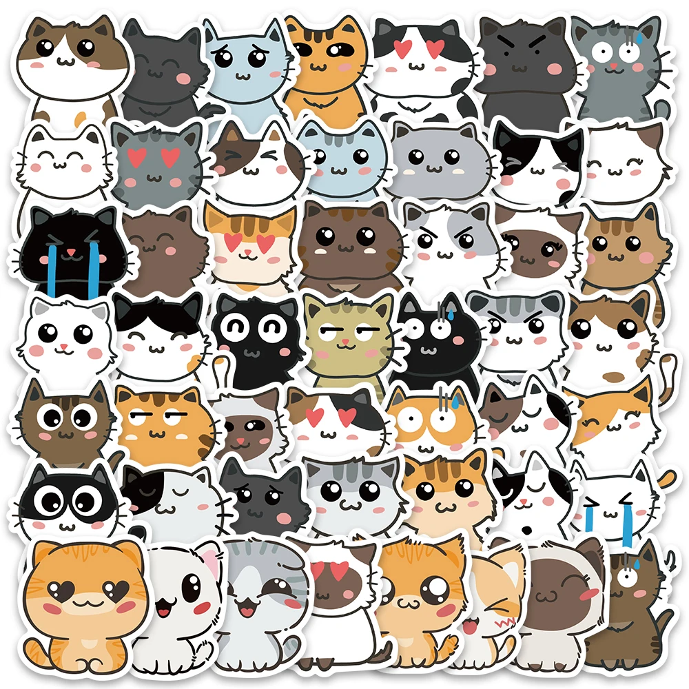 

10/50PCS Kawaii Cat Chubby Kitty Cute Stickers For Kids Phone Scrapbook Luggage Motorcycle Laptop Refrigerator Decals Graffiti