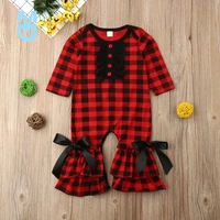 new citgeett cotton born baby girls plaids ruffle romper long sleeves red jumpsuit clothes autumn spring outfit