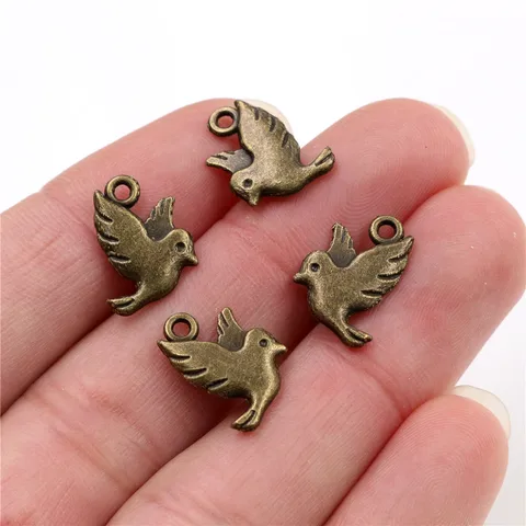 Бронзовые подвески Wadsfred с птицей 30 шт