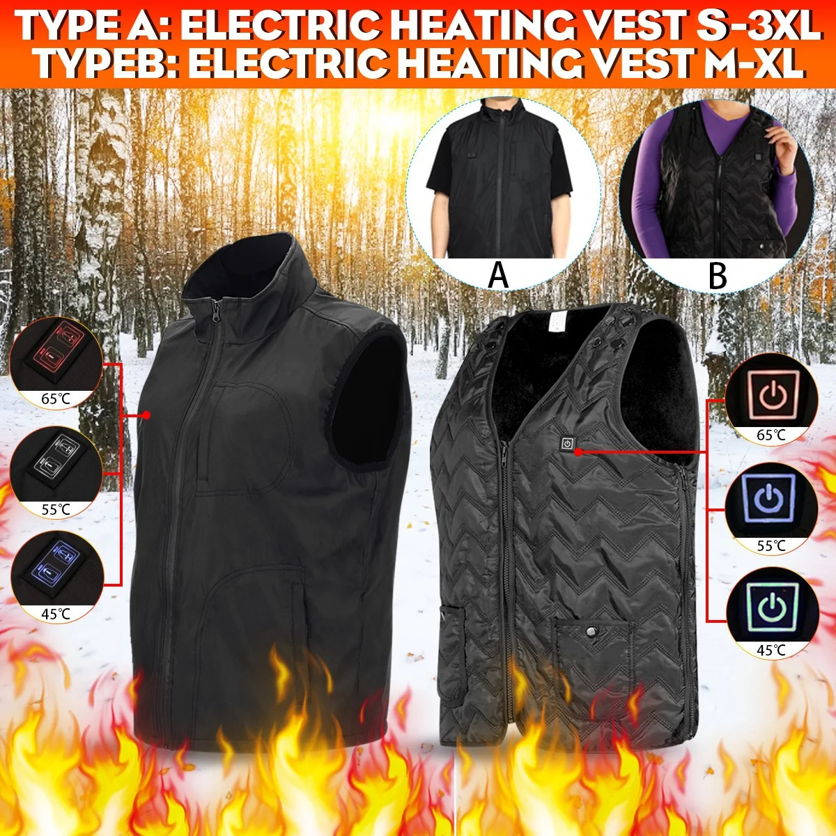 

Intelligent Heating Down Sleeveless Vest Lightweight Warm Heated Pad Winter Body Warmer