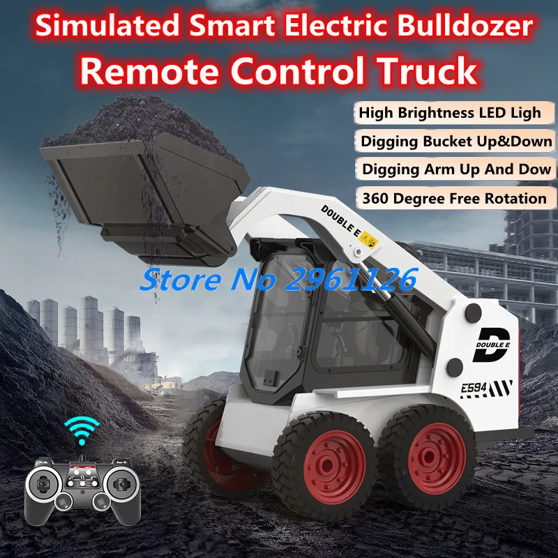 

Simulated Smart Electric Bulldozer Radio Control Truck 1:14 360° Free Rotation 30Mins Skid Loader RC Engineering Truck Vehicle