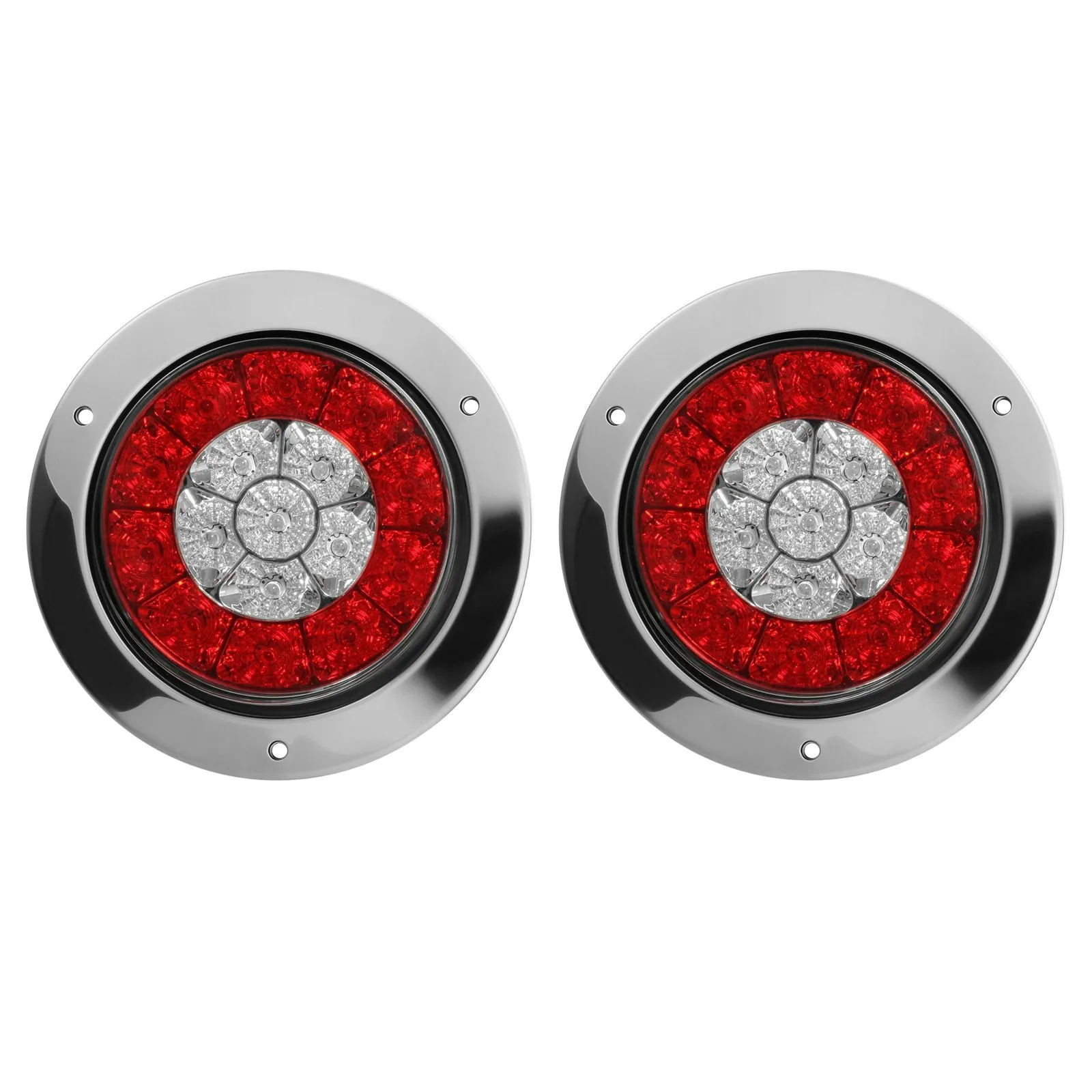 

2x4 дюйма 16 светодиодный круглый тормоз для грузовика трейлера RV Стоп сигнал поворота Задний сигнал светильник Красный Янтарный хром водонепроницаемый 12-24V