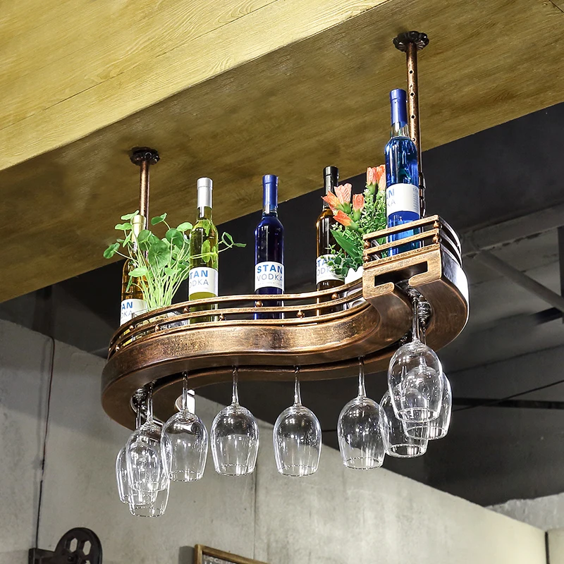 

Solid Wood Red Wine Glass Holder Upside down Goblet Rack