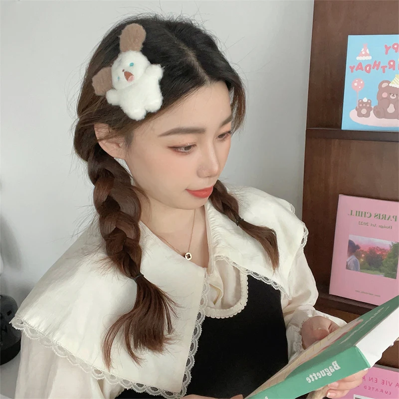 

Fluffy Shouting Dog Plush Hairpin Brooch Hair Rope Shark Clips For Girls Sweet Cute Cartoon Bag Pins Jewelry Hair Accessories
