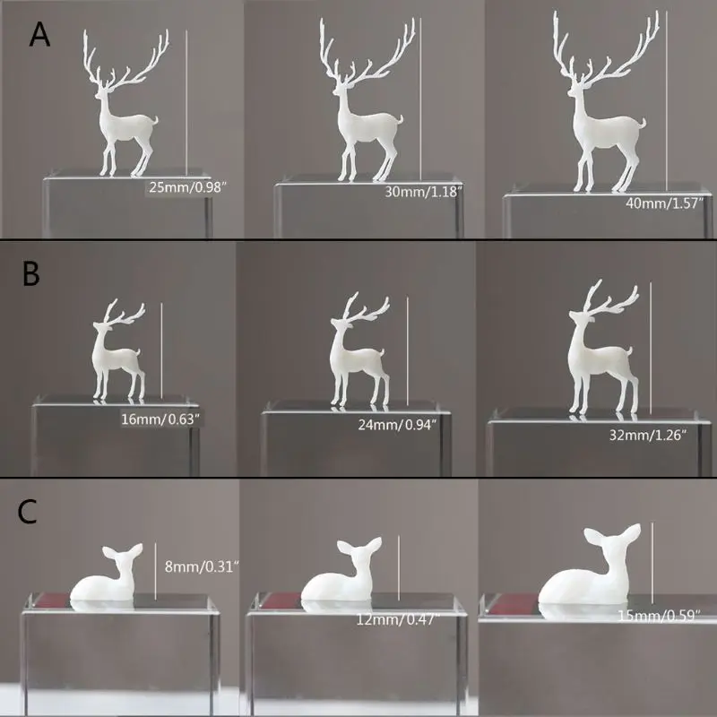 

3Pcs Silicone Mini Elk Deer Modeling Resin Mold Landspace Fillings Resin Jewelry Fillings Resin Casting Filler Art Craft L21E