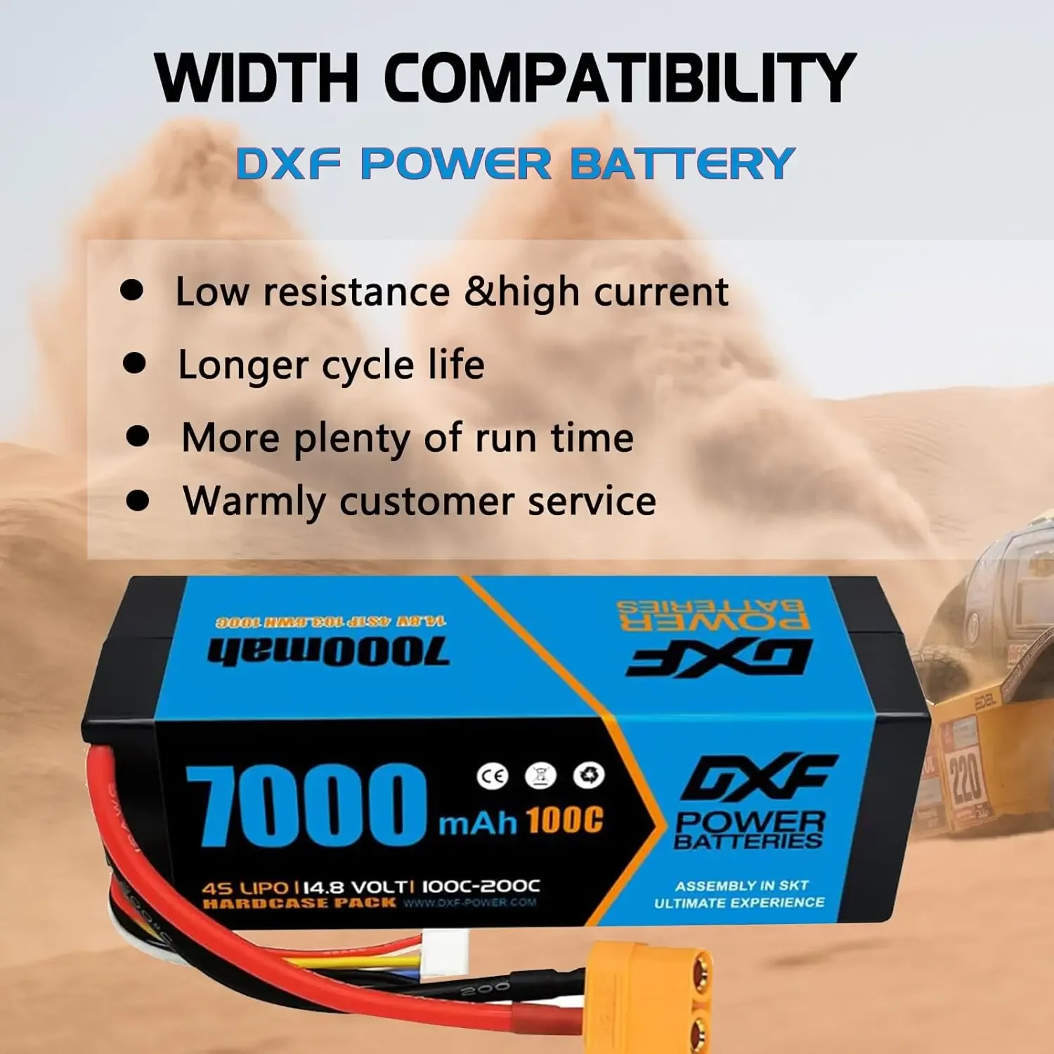 DXF 4S Lipo аккумулятор 14,8 В 100C 7000 мАч Lipo аккумулятор с разъемом XT90 Hardcase аккумулятор для радиоуправляемого автомобиля, лодки, грузовика, самолета, БПЛА RACING (art.: 3920ccbfe394d) - 3920ccbfe394d