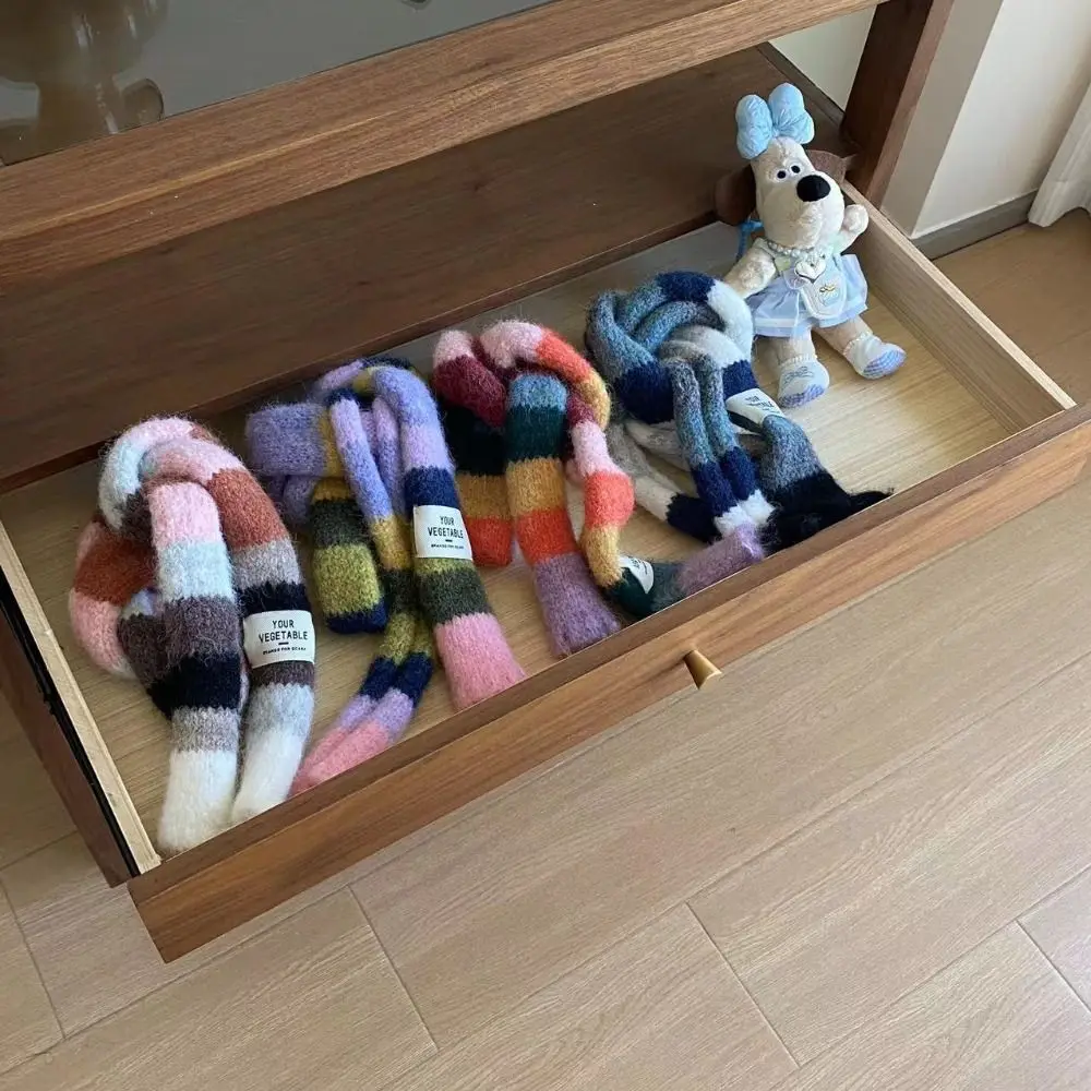 Harajuku стиль Y2K полосатый шарф словосочетание аксессуары для одежды цвета радуги