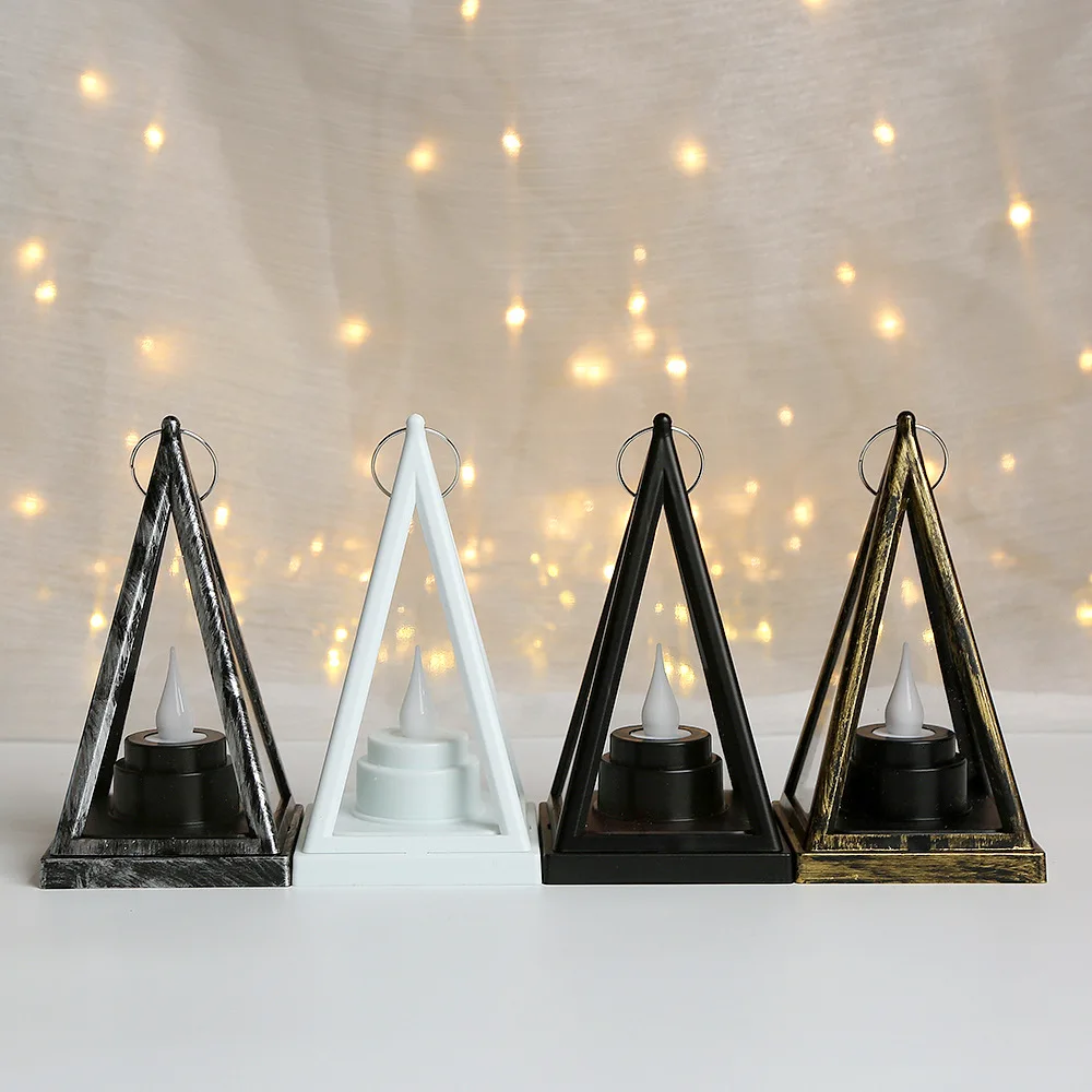 In Pyramid Shape Festive Elegant Glass Table Decor For Tealights Or Fairylights Mirrored Base Candle Lantern