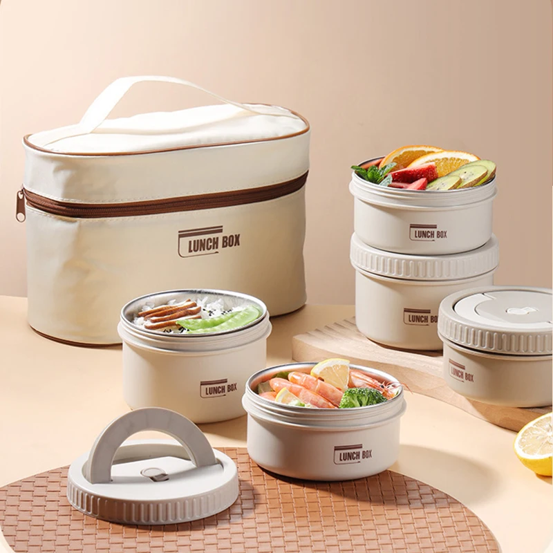 

Lunch Box Bento Box Portable Insulated Food Container Set Stackable with Insulated Bag Stainless Steel Food Storage Containers