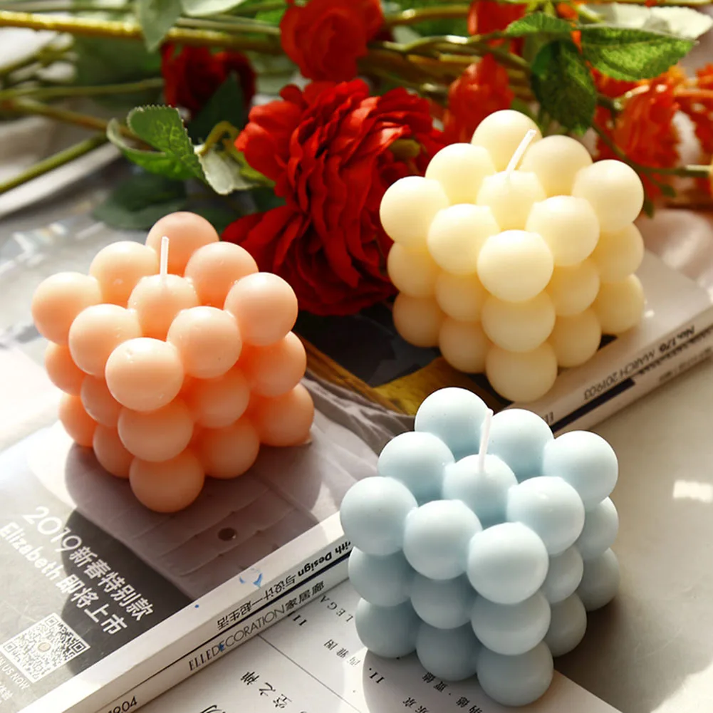 

Geometric Cube Candle Bubble Candle Soy Wax Aromatherapy Scented Candles Home Bedroom Decoration Relaxing Birthday Gifts