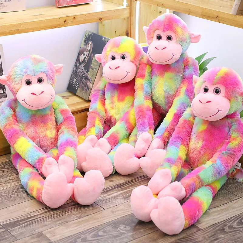 

80cm Rainbow Monkey Plush Toy Cute Creative pillows Plush toy Long Arms Soft Stuffed Animal Monkeys Car Home Decor Kids Gift