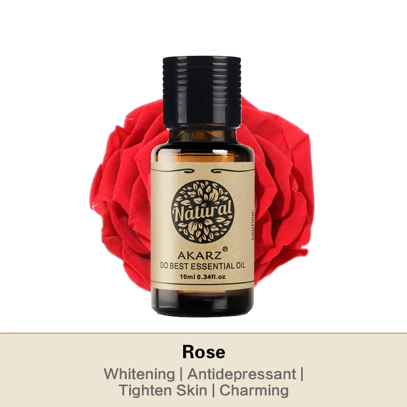 Фото Эфирное масло AKARZ Rose, натуральное Отбеливающее средство против старения морщин, расслабляющее пигментацию, удаление бериберис, розовое мас... №2