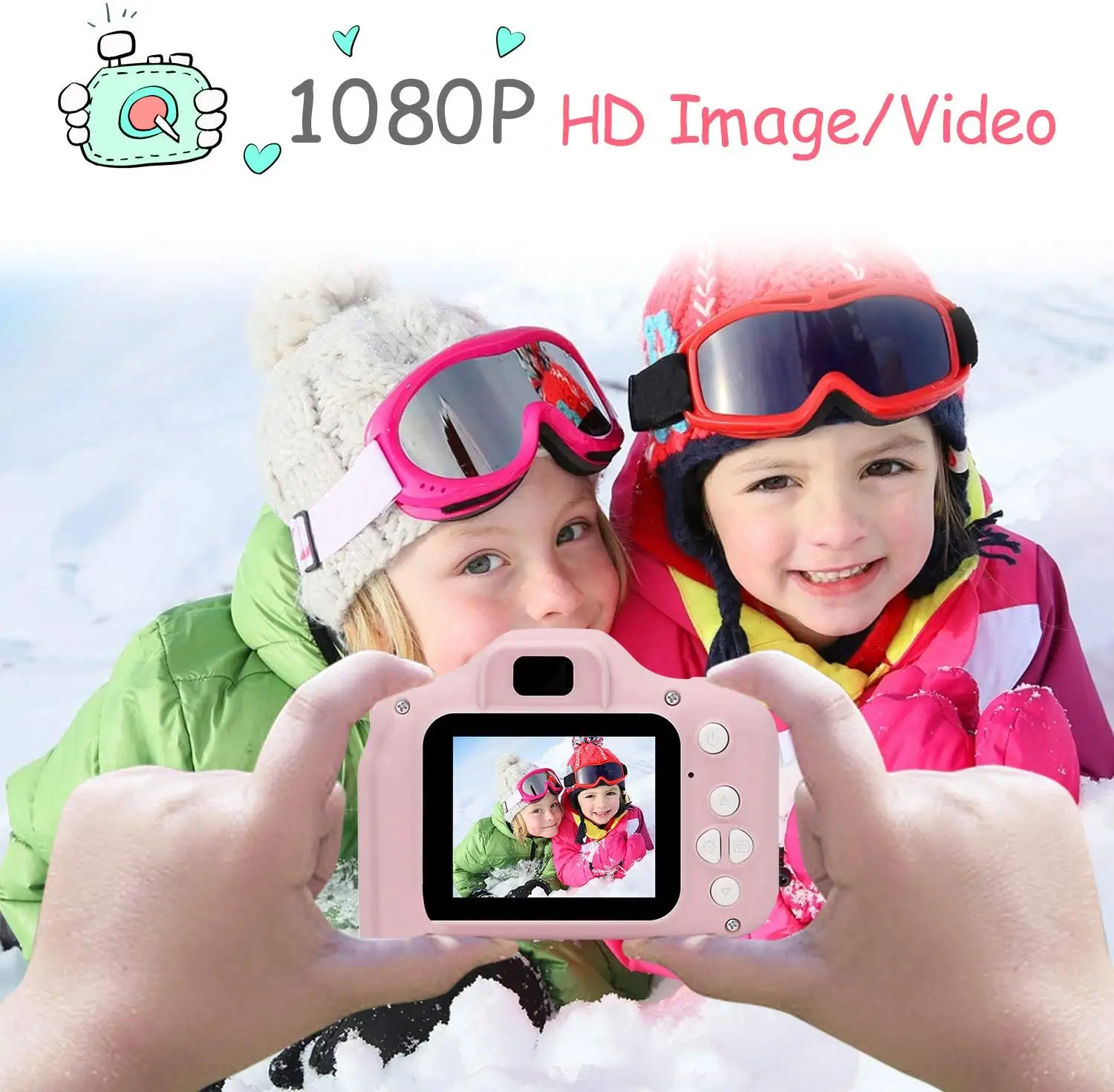 

8MP HD Kids Digital Camera Toys for Age 3-8 Toddler Cameras Mini Cartoon RechargeableToys Camera Shockproof KidsToy Camcorder
