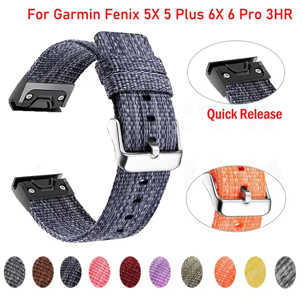 

22 26mm Nylon Smart Watch Band Wrist Straps For Garmin Fenix 6 6X Pro 5X 5 3 HR Forerunner 935 945 Quick Release Bracelet Correa