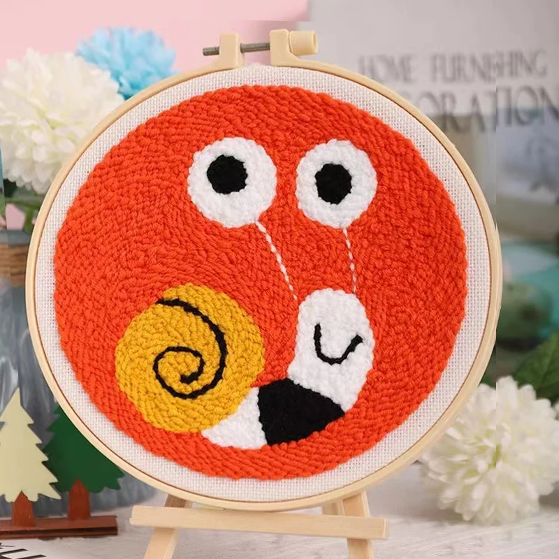 

DIY Carrton Snail Bee Dog Chick Cat Poke Punch Kit Wool Yarn Embroidery Material Kit For Kids Children Handmade Gift Wholesales