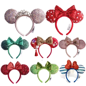 Disney Minnie Mouse Ears Headband Holiday party Rose Bows Hairband EARS COSTUME Headband Cosplay Plu