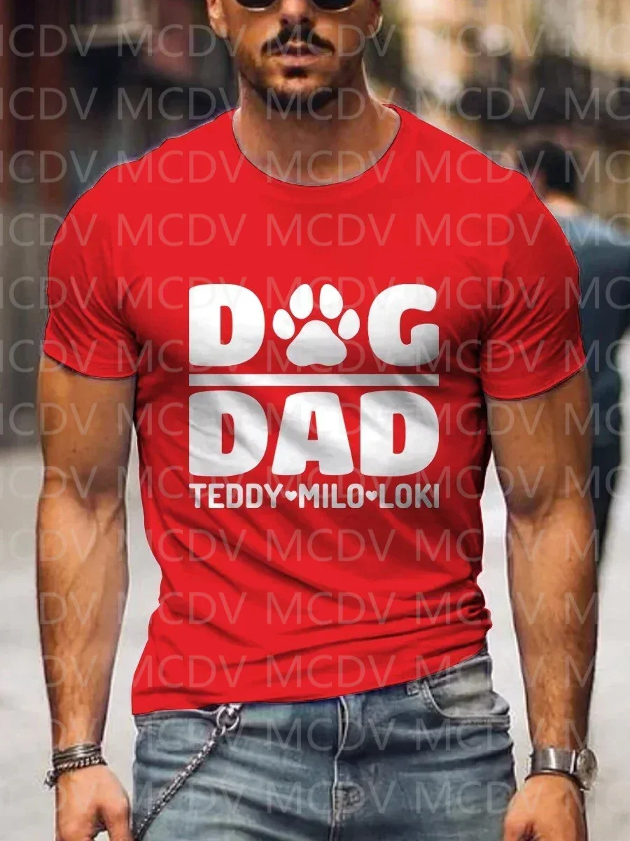 Лето 2023 Мужская футболка с принтом собаки папы мило яркая 3D