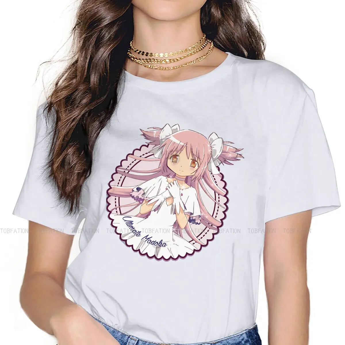 

Классическая футболка Ultimate Madoka для девочек, топы из аниме Puella Magi Madoka Magica, милая женская футболка 4XL, мягкий принт, большие размеры