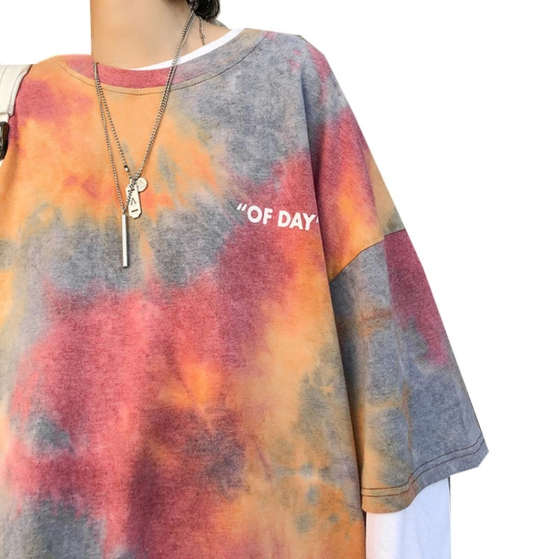 

Tie Dye Women's t Shirt Summer Short Sleeve Female T-shirts Casual Tee Tops O-neck Loose Ladies Girls Tshirt Harajuku Women Tops