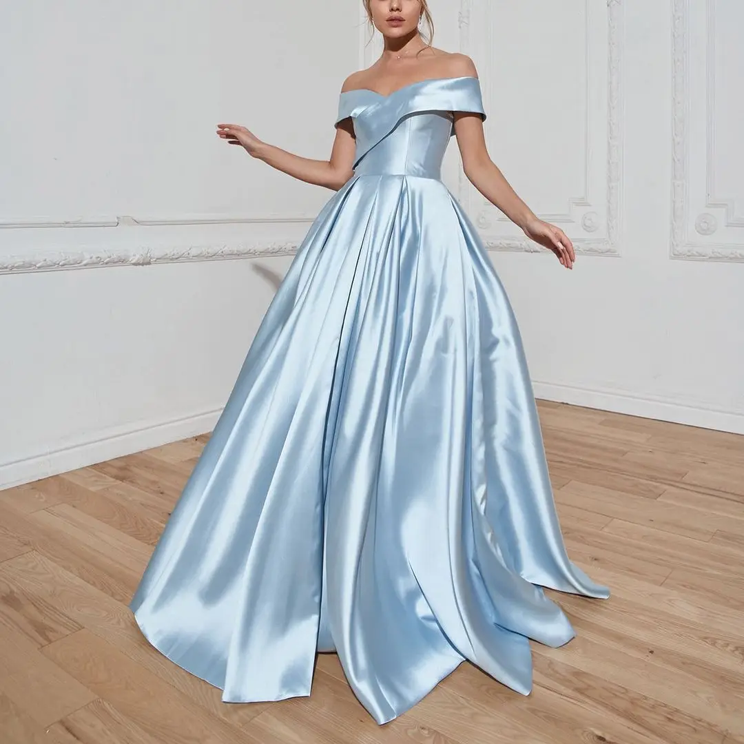 

Женское вечернее платье с открытыми плечами без рукавов, ТРАПЕЦИЕВИДНОЕ платье до пола на шнуровке, платье для выпускного вечера 2023