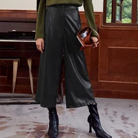 2021 spring womens street fashion leather pants trend harem trousers wide leg pants woman clothes 2022