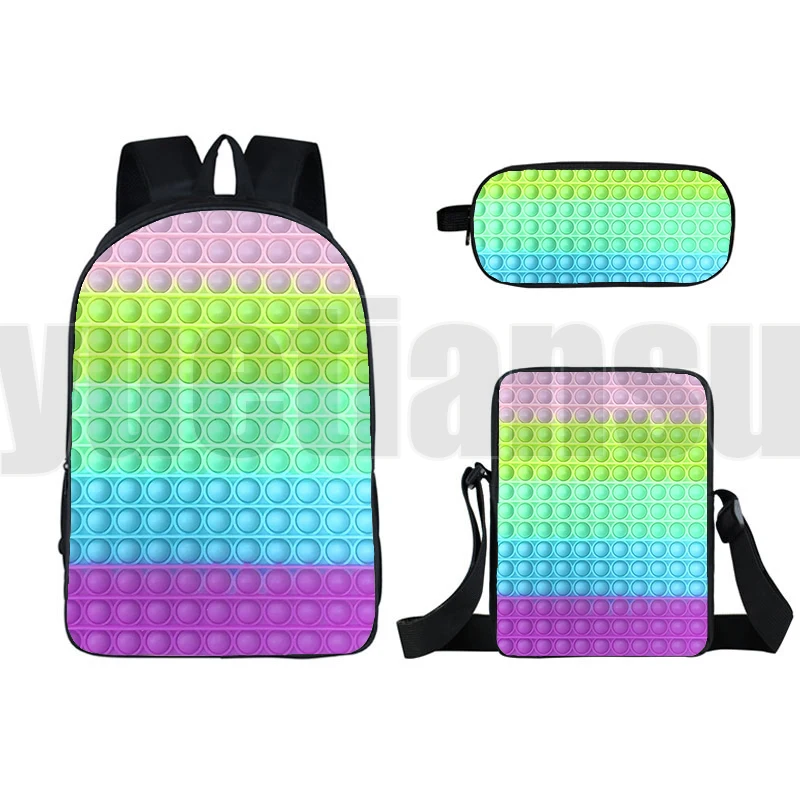 

Hot Pencil Box POP Fidget Backpack Funny Family Games Bag 3D Printed Anime Cute Rainbow Bubble16 Inch Bookbag Back To School