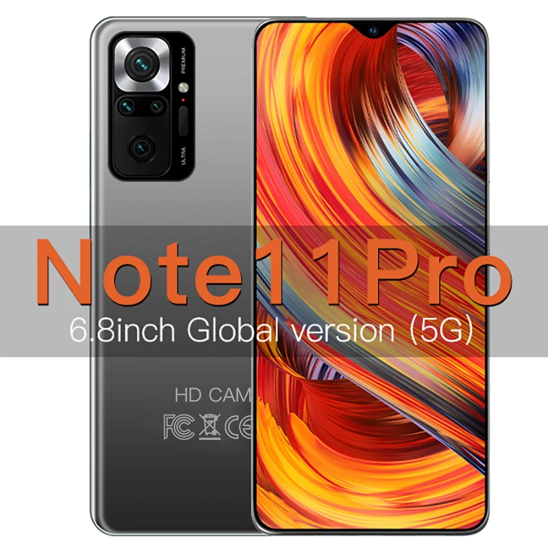 2022 New Smart phone Note 11 Pro 6.8 Inch 16GB+512GB Network 5G Unlocked Smartphone Android Global Version Mobile Phones handys